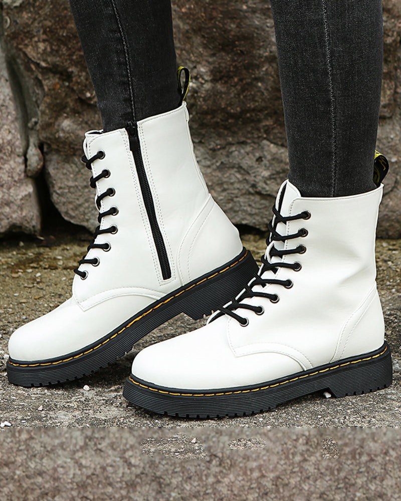 Monica | Schnürstiefel aus Leder mit Reißverschluss
