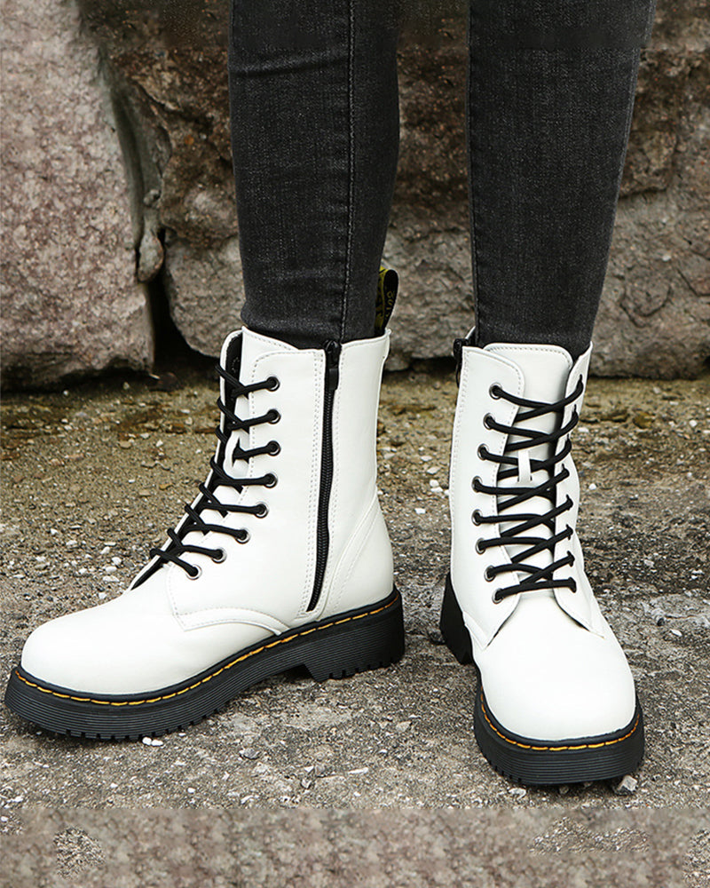 Monica | Schnürstiefel aus Leder mit Reißverschluss
