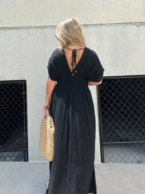 Denise | V-Ausschnitt mit Schlitz Maxi Long Dress