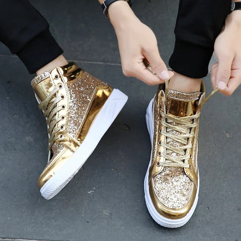 Jami | Glänzende glitzernde High-Top-Sneakers für Männer