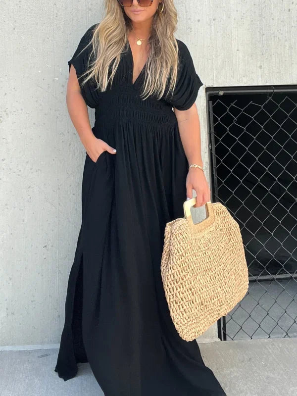 Denise | V-Ausschnitt mit Schlitz Maxi Long Dress