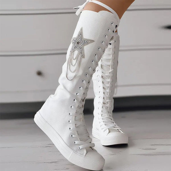 Eyelet | Schnürung mit Quasten Design Canvas-Stiefel