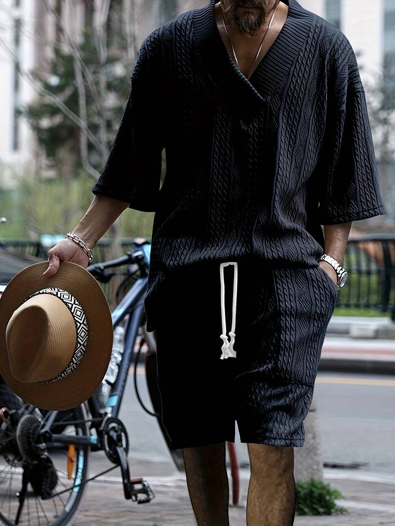 Halli | Lässiger Jacquard-Shorts-Anzug für Herren