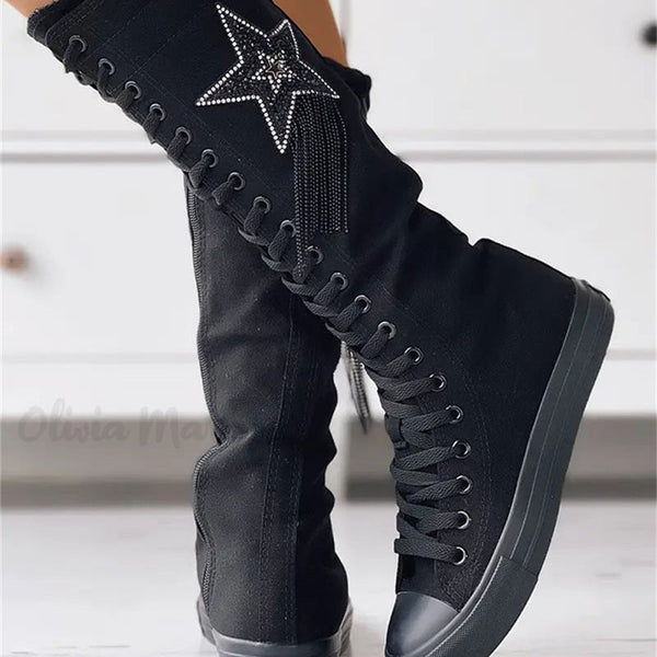 Eyelet | Schnürung mit Quasten Design Canvas-Stiefel