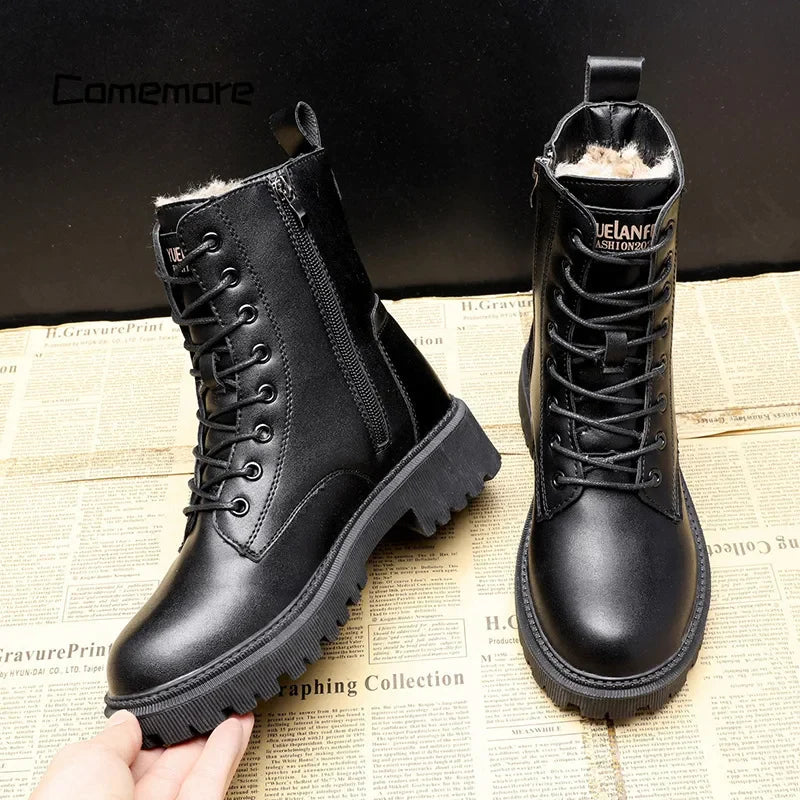 Delphine | Winterstiefel aus schwarzem Leder