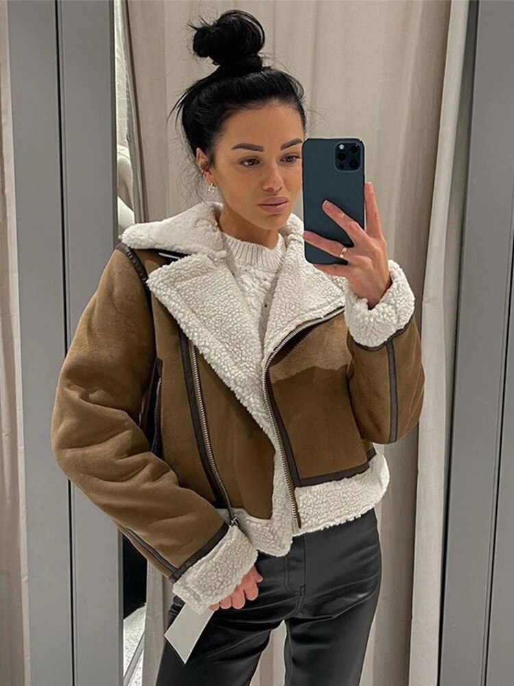 Emberly | Lederjacke mit Fell