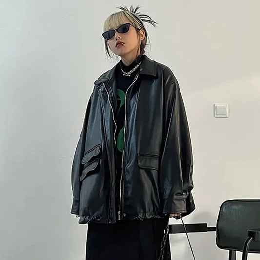Meyram | Elegante Oversize-Lederjacke für Damen