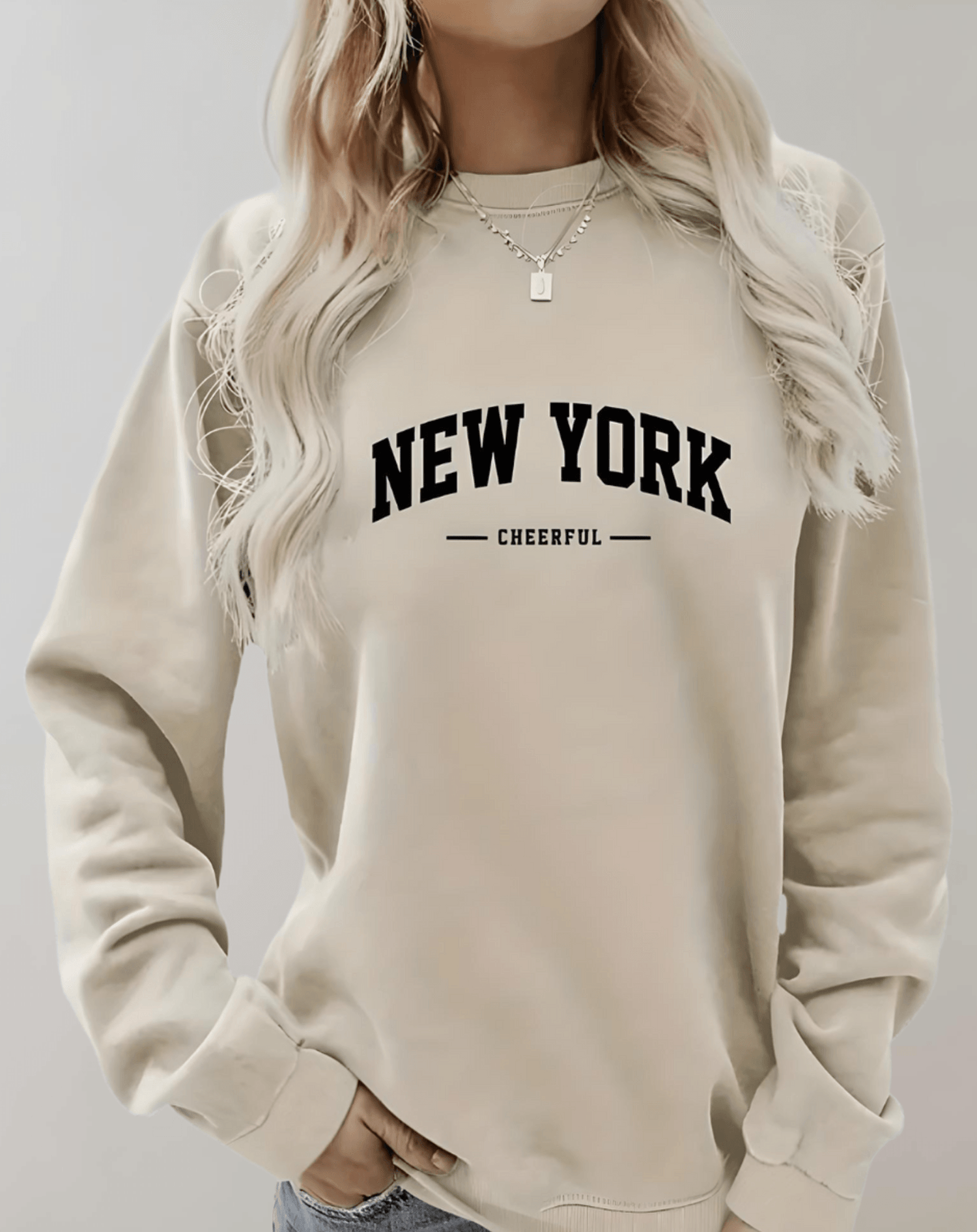 Rhean | Übergroßer Pullover mit New York-Aufdruck