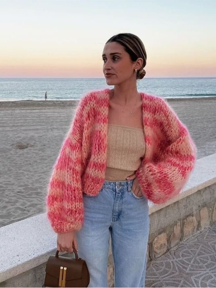 Filiz | Gestreifter offener Pullover