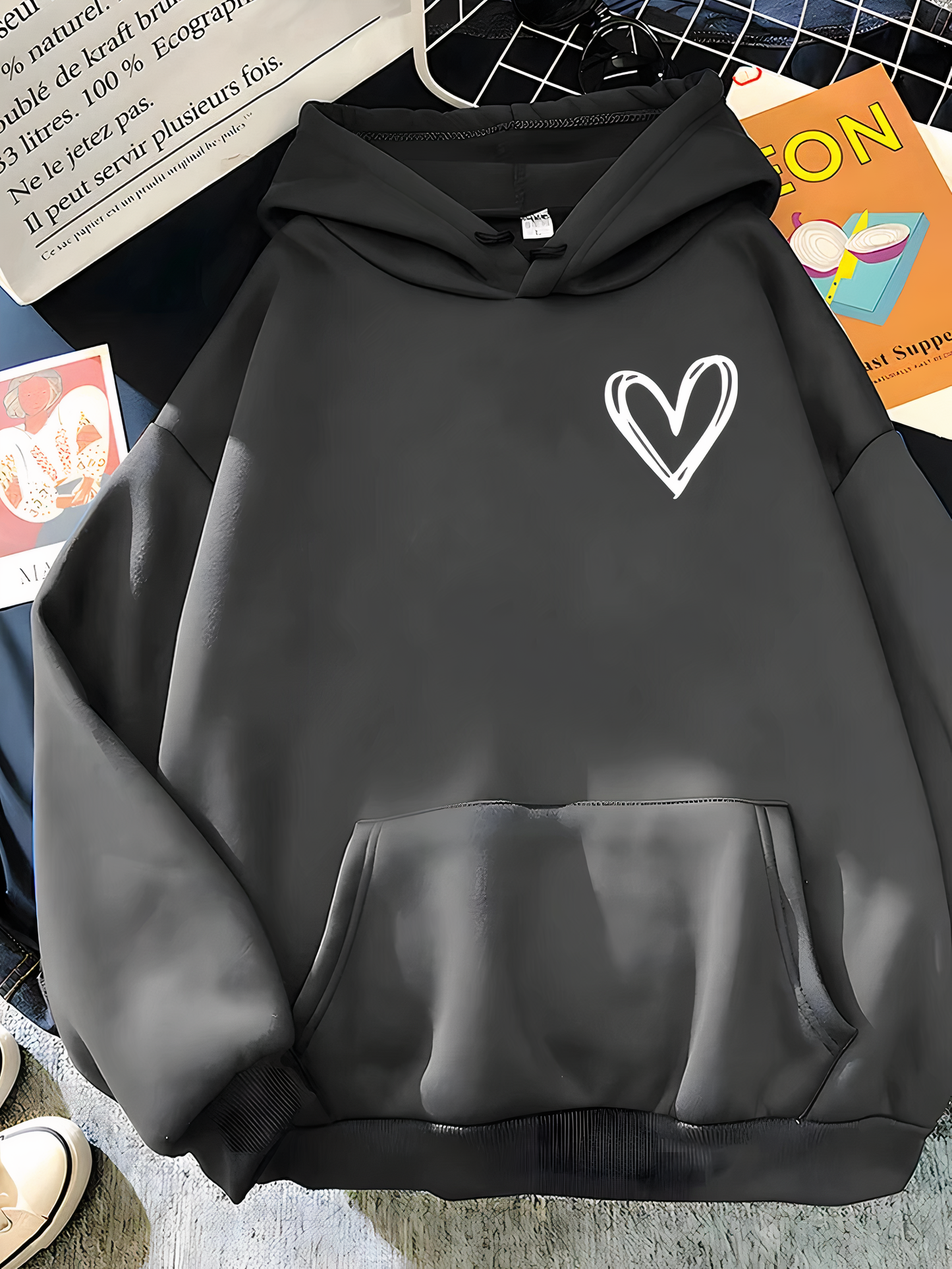 Saylor | Kapuzensweatshirt mit Herzdruck für Frauen