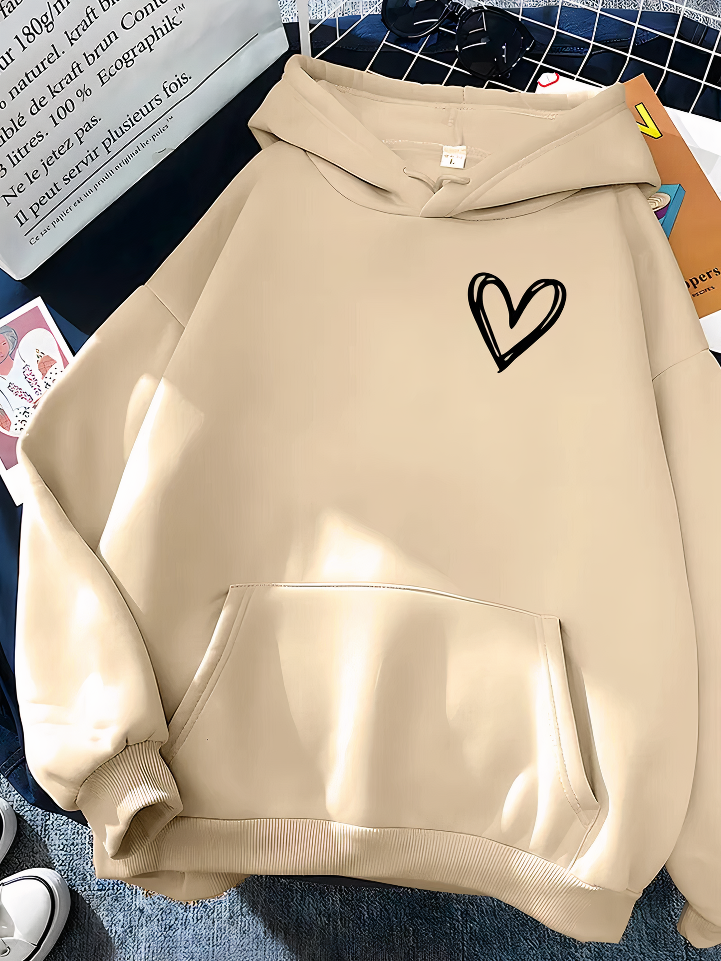 Saylor | Kapuzensweatshirt mit Herzdruck für Frauen