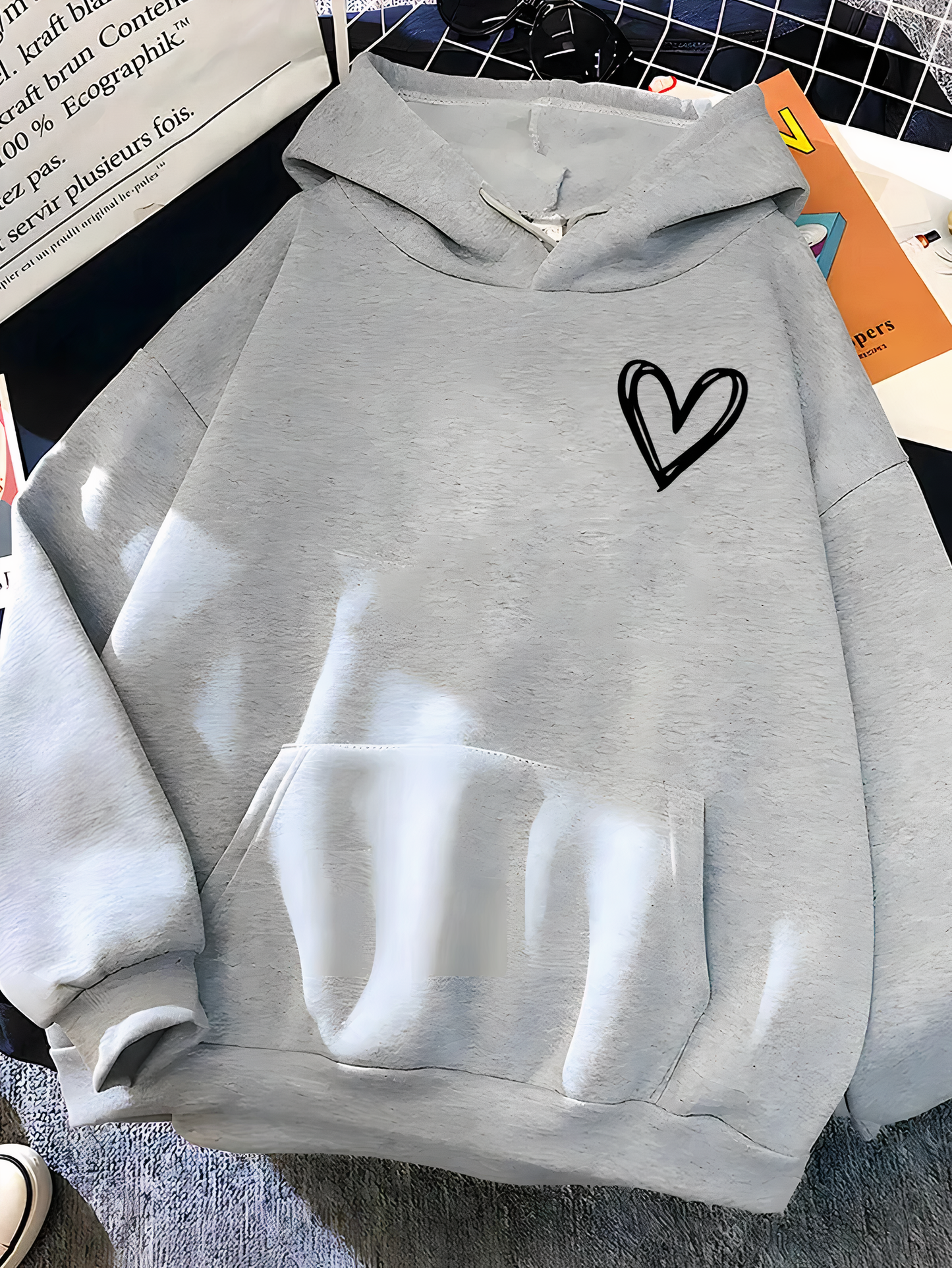 Saylor | Kapuzensweatshirt mit Herzdruck für Frauen