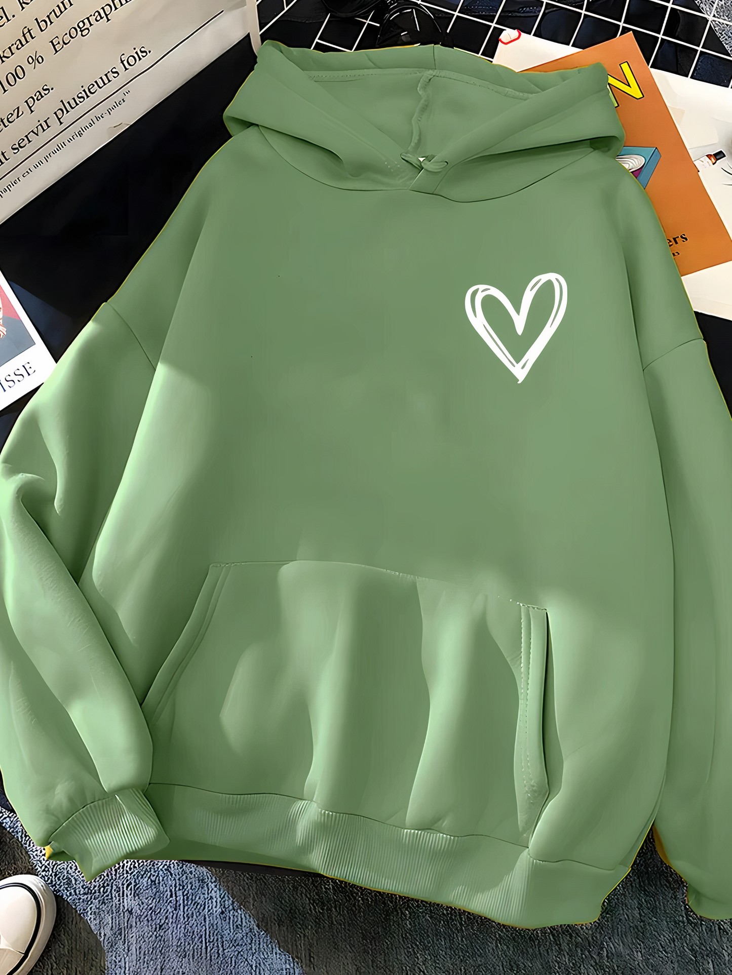 Saylor | Kapuzensweatshirt mit Herzdruck für Frauen