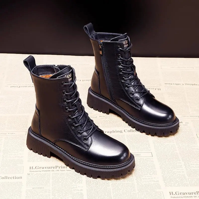 Delphine | Winterstiefel aus schwarzem Leder