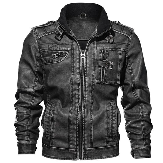 Scot | Hochwüchsige Bikerjacke mit Stehkragen für Männer