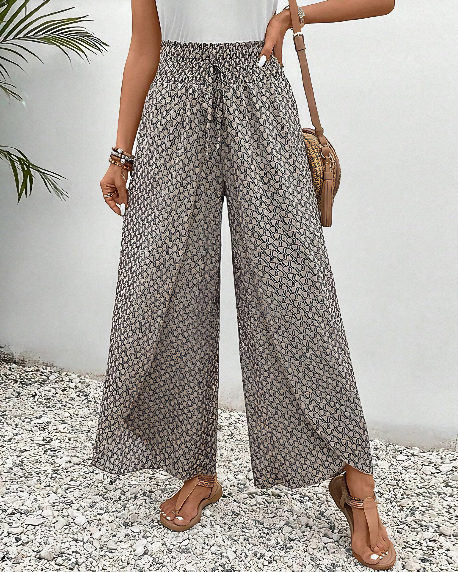 Stella | Hose mit weitem Bein und geometrischem Print