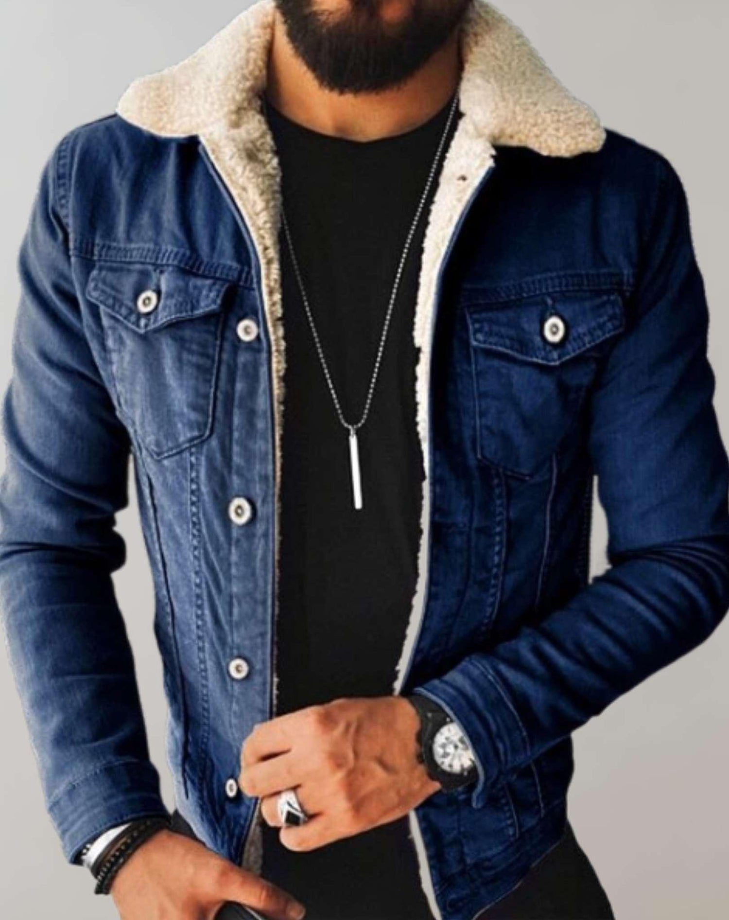 Charles | Denim-Jacke mit Fleece-Kragen