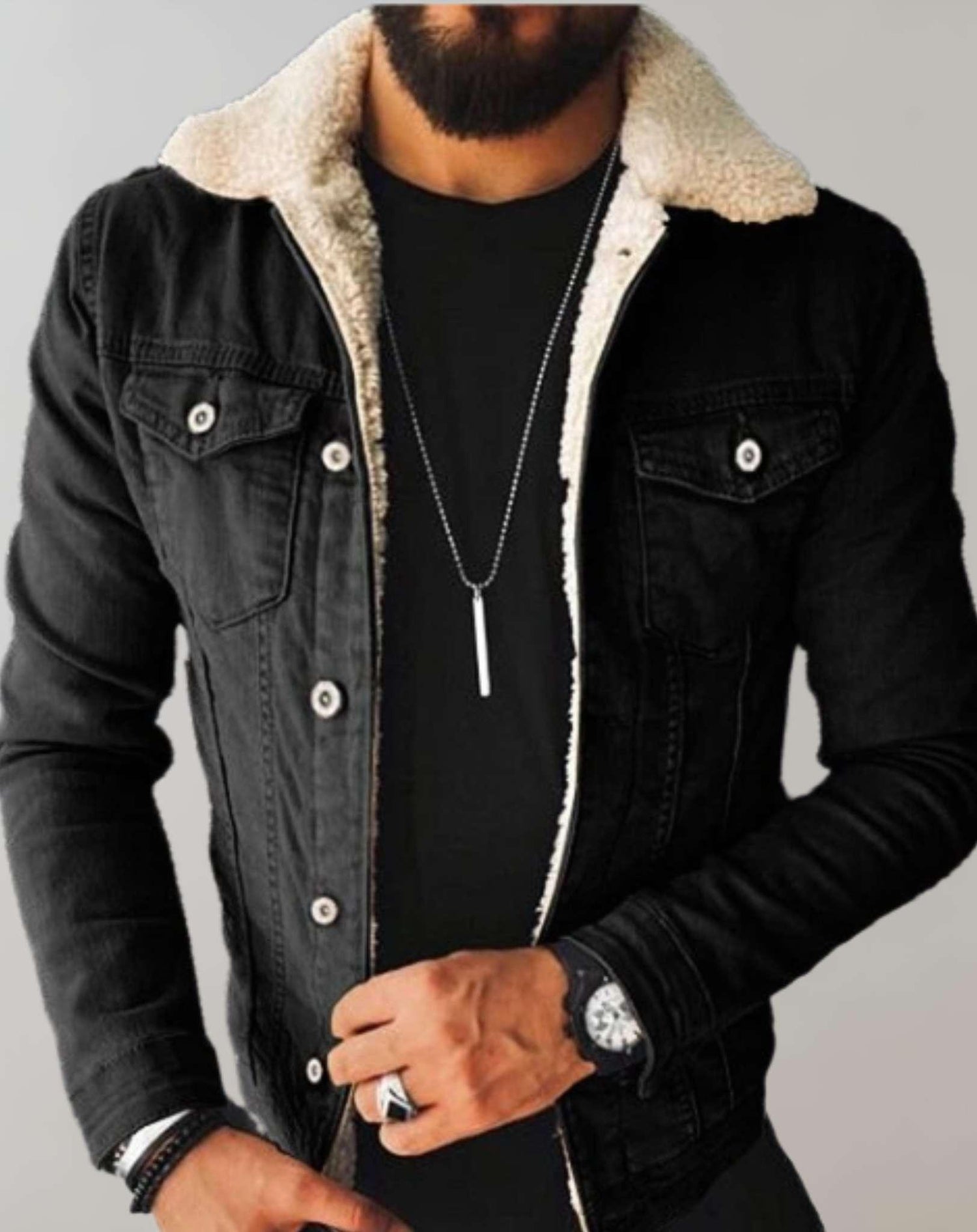 Charles | Denim-Jacke mit Fleece-Kragen