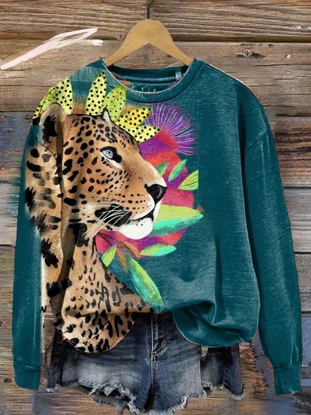 Leah | Leopard langärmeliges Sweatshirt