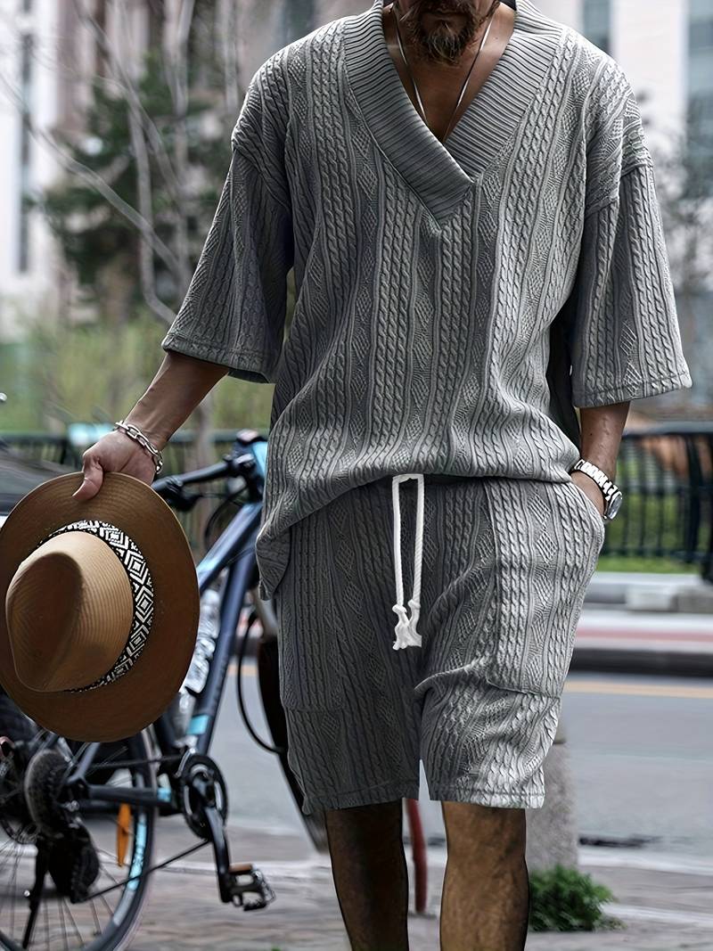 Halli | Lässiger Jacquard-Shorts-Anzug für Herren