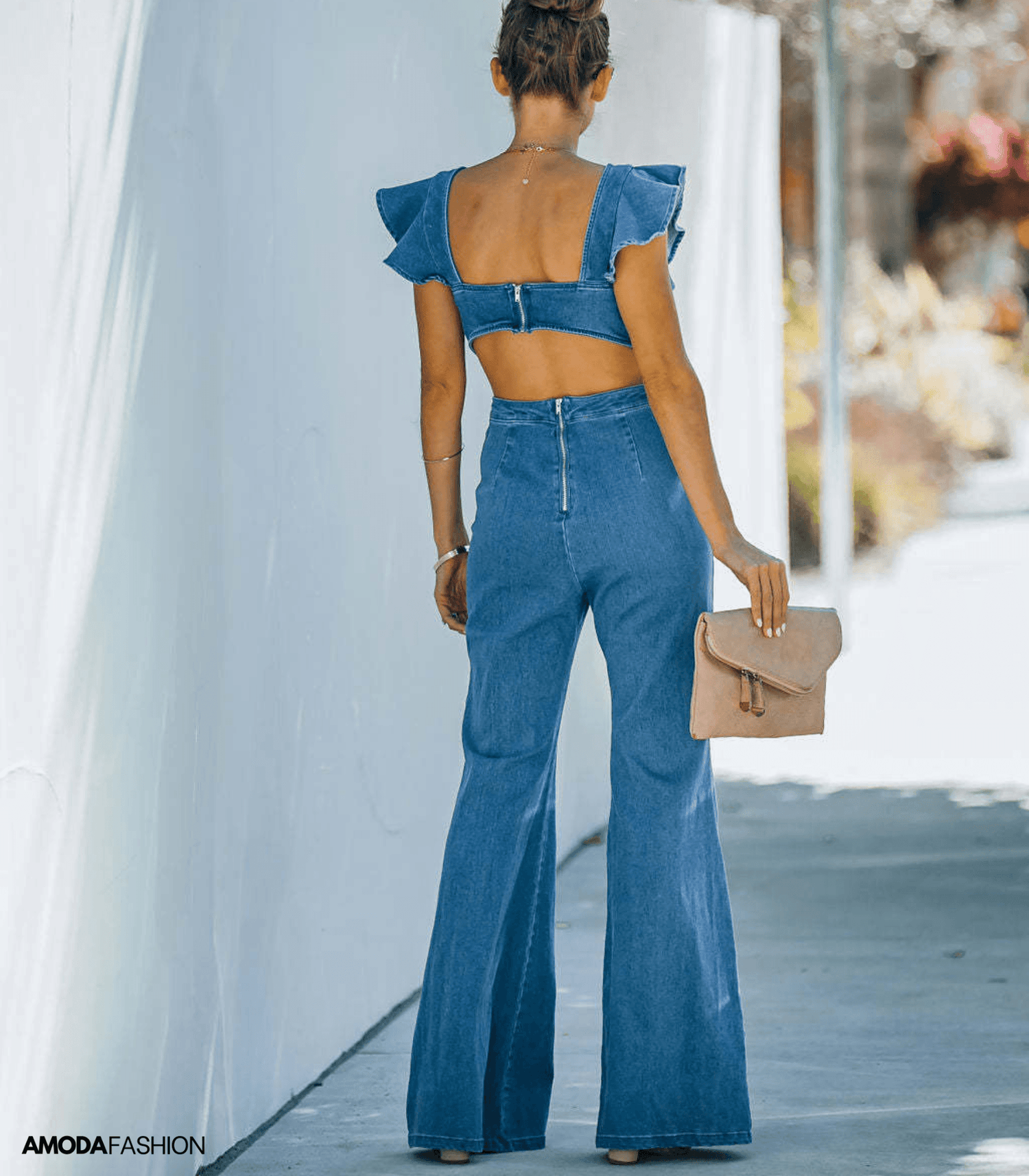 Anda | Hochwertige Denim-Jumpsuits mit ausgestellten Ärmeln