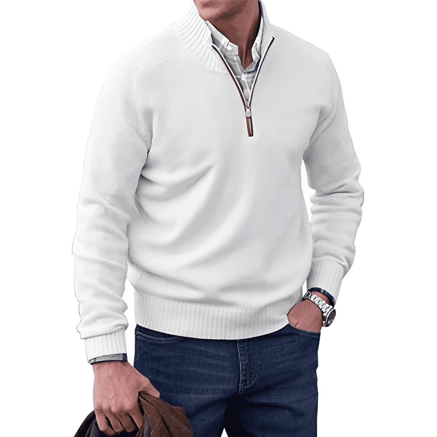 Endre | Eleganter Pullover aus Kaschmir mit Reißverschluss