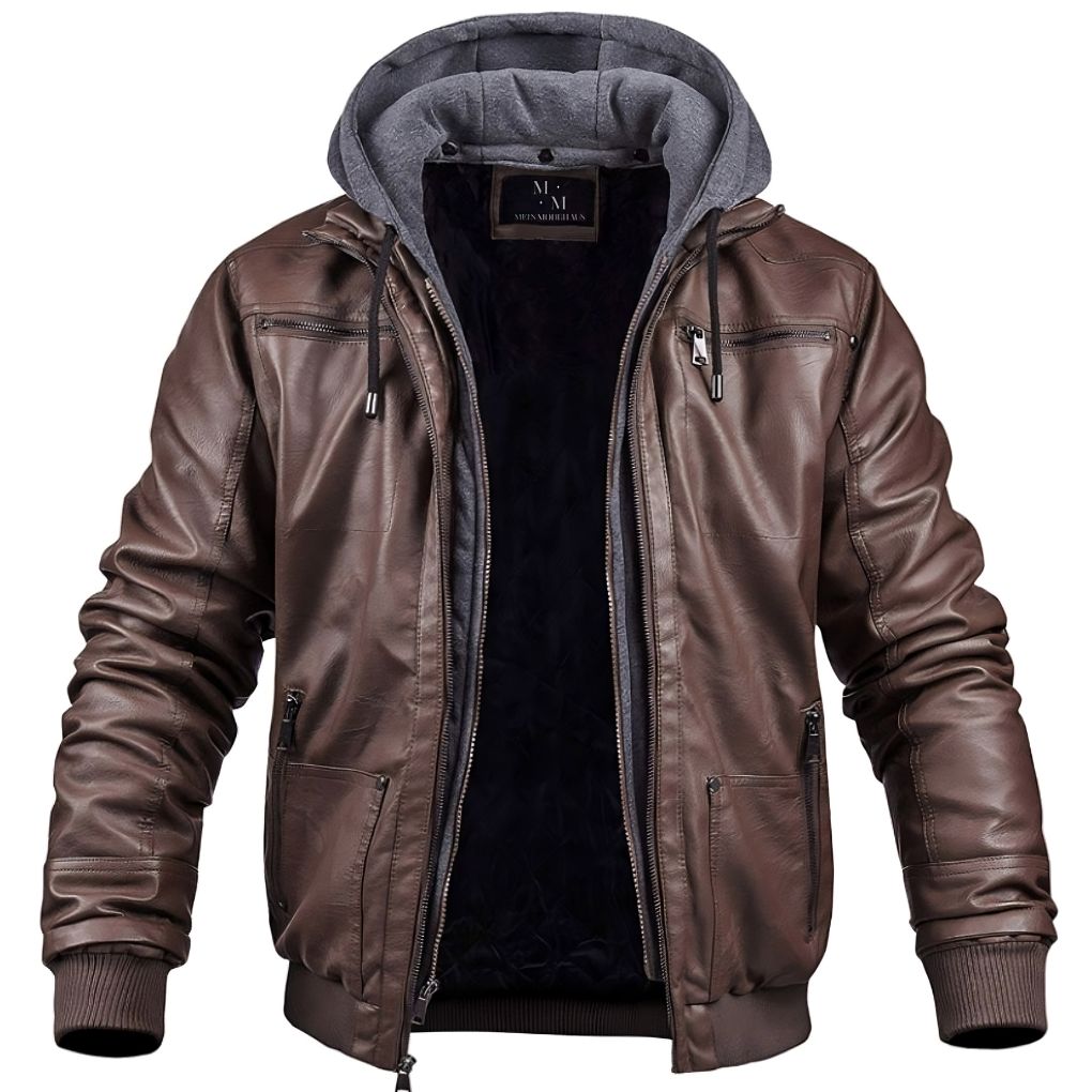 Benjamin | Stylische Premium Leder Winterjacke mit Kapuze