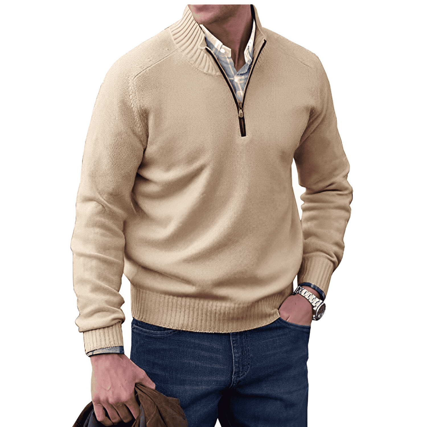 Endre | Eleganter Pullover aus Kaschmir mit Reißverschluss