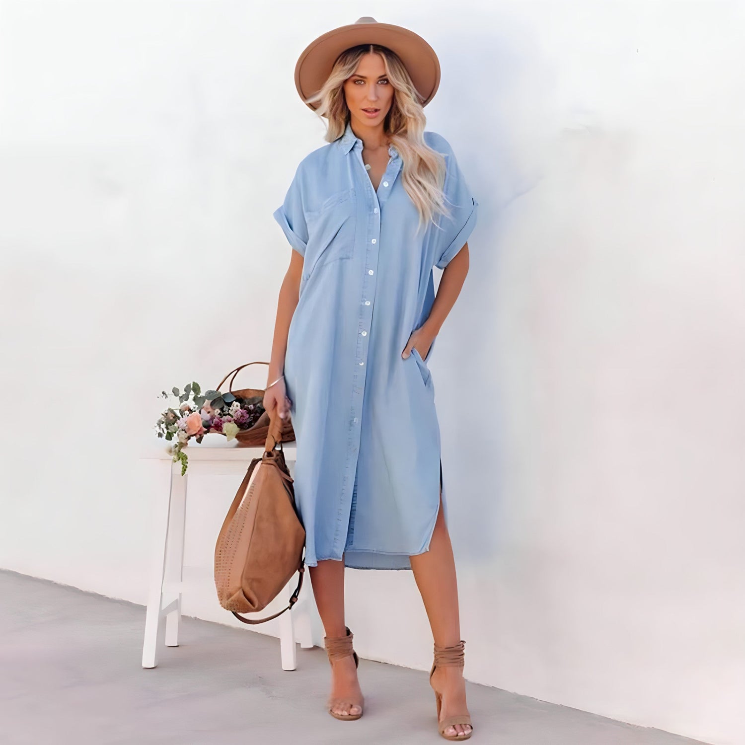 Roselyne | Lässiges langes Denim-Kleid